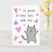 ラブアニバーサリーバレンタインおもしろい婚約猫 カード (黄色い花)