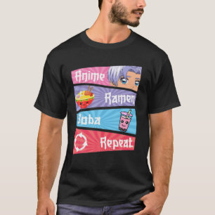 ラブアニメラーメンボバリピートかわいい日本のズアニメ Tシャツ