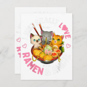 ラブアニメ&ラーメン日本のねこかわいい 招待状 (正面/裏面)