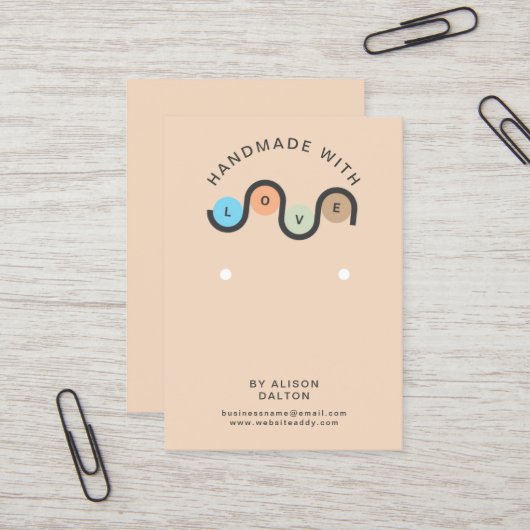 ラブアパーソナライズされたイヤリング付き手作りジュエリー 名刺 (正面/裏面インサイチュ)