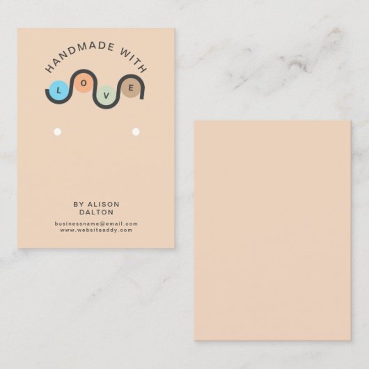 ラブアパーソナライズされたイヤリング付き手作りジュエリー 名刺 (正面/裏面)