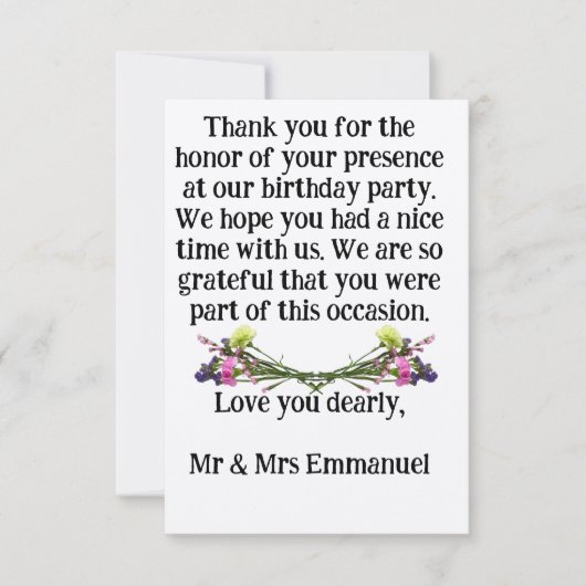 ラブアパーソナライズされたリザクションフラットサンキューカード サンキューカード (正面)