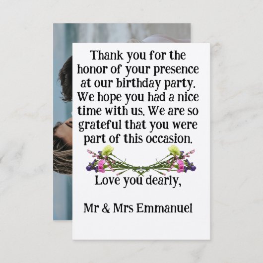 ラブアパーソナライズされたリザクションフラットサンキューカード サンキューカード (正面/裏面)