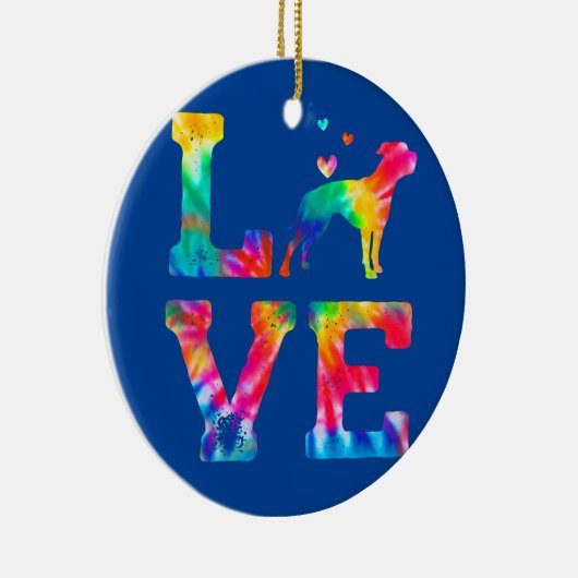 ラブアメリカンブルドッグ絞り染めドッグママパパ セラミックオーナメント (右)