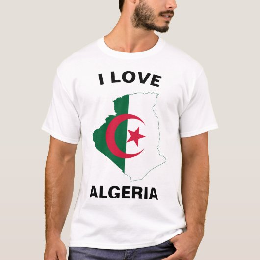 ラブアルジェリア国旗の地図 Tシャツ (正面)