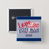 ラブアワーカントリー投票ブルーバイデン氏ハリス2020 缶バッジ (正面&裏面)