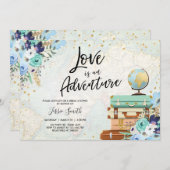 ラブアンアドベンチャーブルーフローラブライダルシャワー 招待状 (正面/裏面)