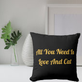 ラブアンドキャットパーソナライズされたかわいい引用文ブラック金ゴールド クッション