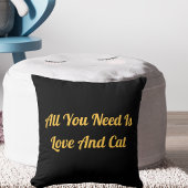 ラブアンドキャットパーソナライズされたかわいい引用文ブラック金ゴールド クッション