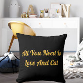 ラブアンドキャットパーソナライズされたかわいい引用文ブラック金ゴールド クッション