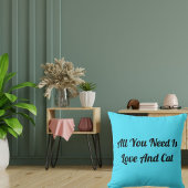 ラブアンドキャットパーソナライズされた可愛いおもしろい引用文ブルー クッション