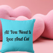 ラブアンドキャットパーソナライズされた可愛いおもしろい引用文ブルー クッション