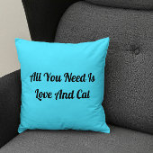 ラブアンドキャットパーソナライズされた可愛いおもしろい引用文ブルー クッション