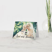 ラブアンドサンクス手書きスクリプト結婚写真 サンキューカード (正面)