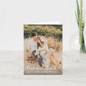 ラブアンドサンクス手書きスクリプト結婚写真 サンキューカード (正面)