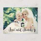 ラブアンドサンクス手書きスクリプト結婚式写真 ポストカード (正面)