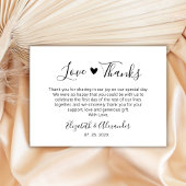 ラブアンドサンクス ハートカリグラフィー スクリプト ウェディング サンキューカード