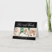 ラブアンドサンクス ブラックスクリプト ウェディング フォト コラージュ サンキューカード (正面)