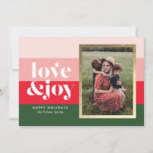 ラブアンドジョイストライプのホリデーフォトカード シーズンカード (正面)