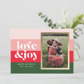 ラブアンドジョイストライプのホリデーフォトカード シーズンカード (スタンド正面)