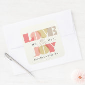 ラブアンドジョイ澄んジオタイポグラフィホリデー結婚ズ スクエアシール (封筒)