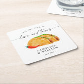 ラブアンドタコスのリハーサルディナー スクエアペーパーコースター (アングル)