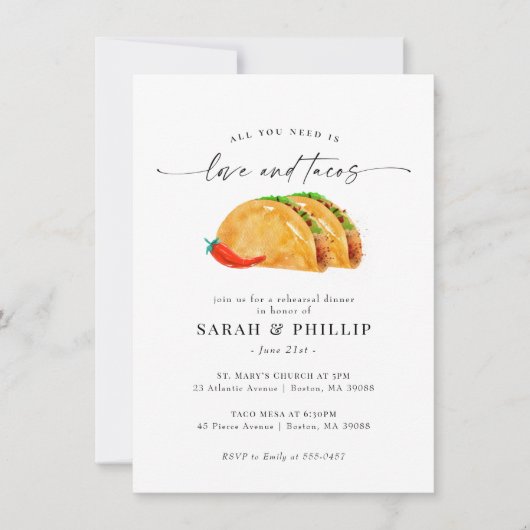 ラブアンドタコスリハーサルディナー招待状 招待状 (正面)