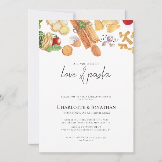 ラブアンドパスタイタリアンリハモダンーサルディナー 招待状 (正面)