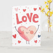 ラブアンドビッグハートバレンタインデー カード (黄色い花)