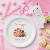 ラブアンドピザブライダルシャワー ペーパープレート (パーティー)