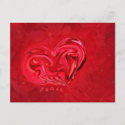 ラブアンドピースポストカード赤いハート ポストカード (正面)