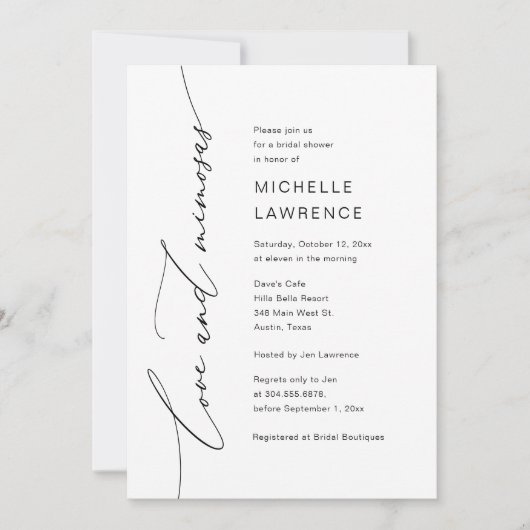 ラブアンドミモザ、ブライダルシャワーパーティーのお祝い 招待状 (正面)