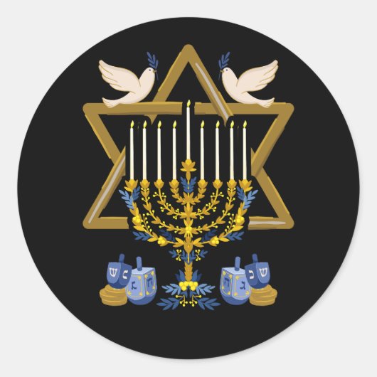 ラブアンドライトハヌッカユダヤ（ユダヤ教）メノラーユダヤ ラウンドシール