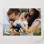 ラブアンドライトレトロタイポグラフィフォトハヌカー 箔シーズンカード (正面)