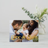 ラブアンドライトレトロタイポグラフィフォトハヌカー 箔シーズンポストカード (立ち正面)