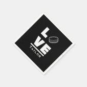 ラブアンドライブアイスホッケースポーツファン名前をカスタムする スタンダードカクテルナプキン (角)