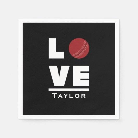 ラブアンドライブクリケットスポーツファン名前をカスタムする スタンダードカクテルナプキン (正面)