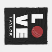ラブアンドライブクリケットスポーツファン名前をカスタムする フリースブランケット (正面(横))