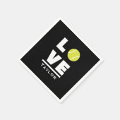 ラブアンドライブテニススポーツファン名前をカスタムする スタンダードカクテルナプキン (角)