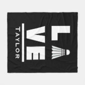 ラブアンドライブバドミントンスポーツファン名前をカスタムする フリースブランケット (正面(横))