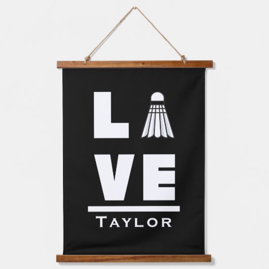 ラブアンドライブバドミントンスポーツファン名前をカスタムする 吊り下げ型タペストリー (正面)