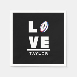 ラブアンドライブラグビースポーツファン名前をカスタムする スタンダードカクテルナプキン