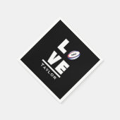 ラブアンドライブラグビースポーツファン名前をカスタムする スタンダードカクテルナプキン (角)