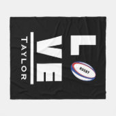 ラブアンドライブラグビースポーツファン名前をカスタムする フリースブランケット (正面(横))