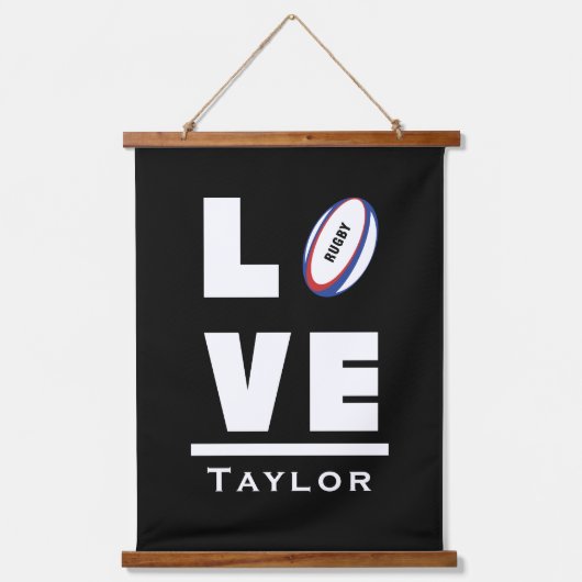 ラブアンドライブラグビースポーツファン名前をカスタムする 吊り下げ型タペストリー (正面)