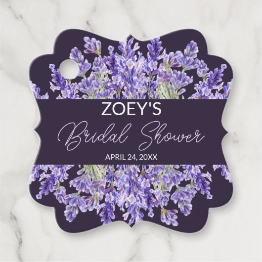 ラブアンドラベンダー |エレガントフローラブライダルシャワー フェイバータグ (正面)
