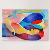 ラブアートの水彩ハート ジグソーパズル (横)