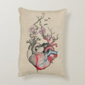 ラブアートサーレアル解剖学的ハート花ヴィンテージ アクセントクッション (裏面(縦))