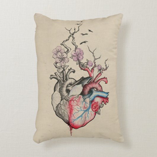ラブアートサーレアル解剖学的ハート花ヴィンテージ アクセントクッション (正面(垂直))