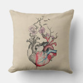 ラブアートサーレアル解剖学的ハート花ヴィンテージ クッション (正面)